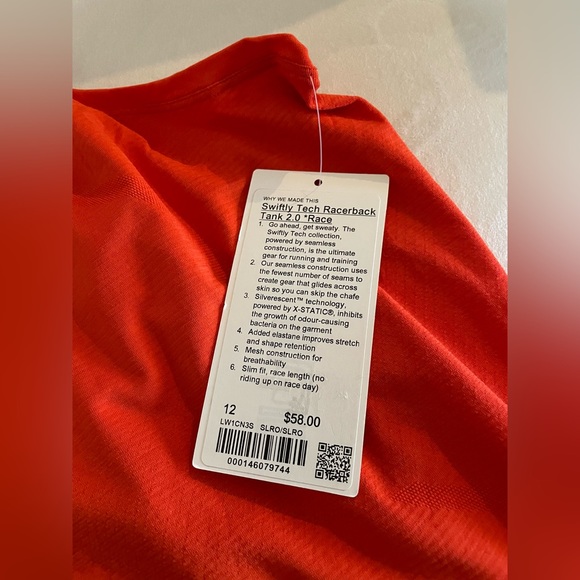 NWT Lululemon Swiftly Tech Racerback Tank Top 2.0 Race Size 12 Solar Orange - Picture 3 of 9